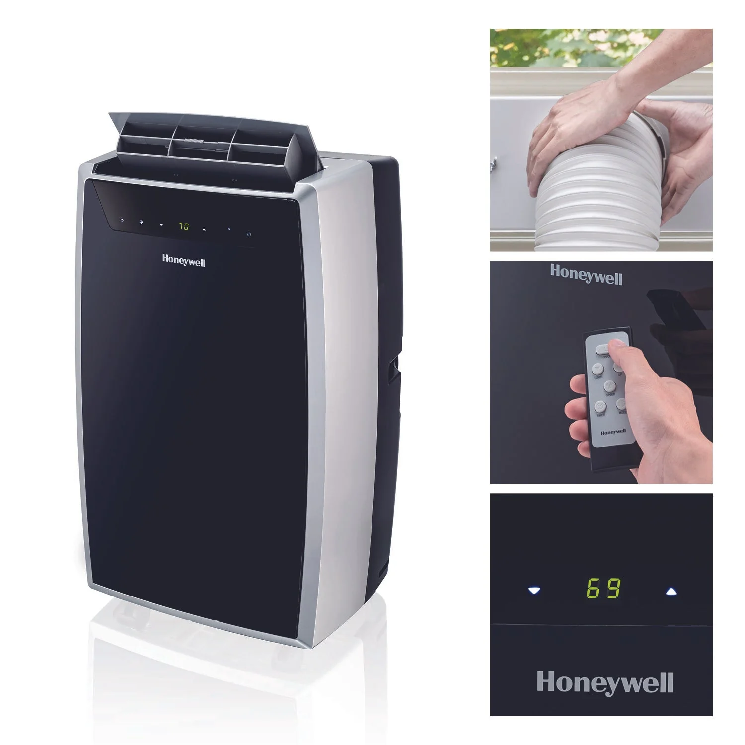 Honeywell MN4CFS0 14000 BTU 700 Sq. Ft. Portable Air Conditioner with Dehumidifier & Fan, with Drain Pan & Insulation Tape (Black-Silver) - Image 9
