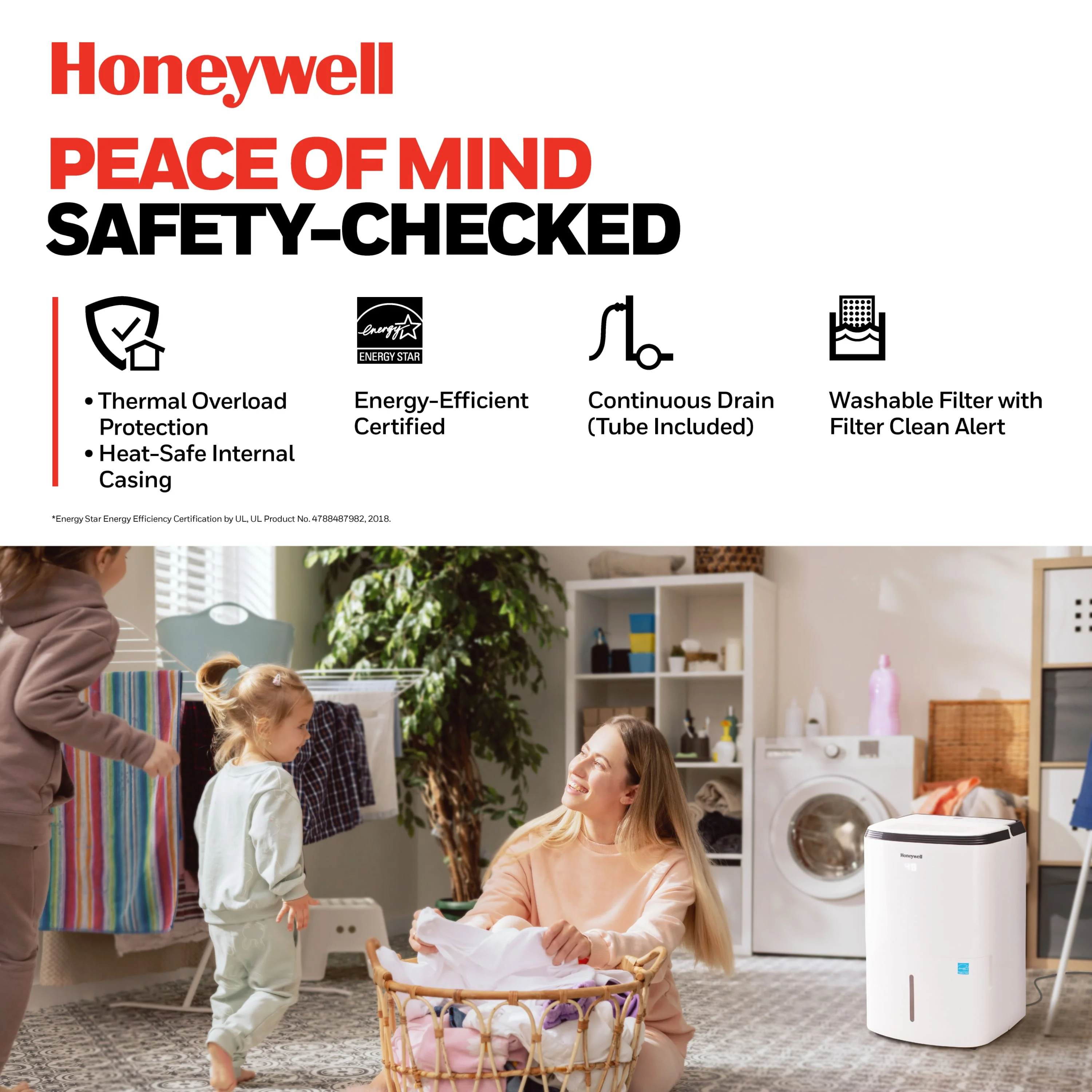 Honeywell TP70AWKNR 50 Pint (70 Pint DOE 2019 Standard) Smart Portable Dehumidifier with Alexa Voice Control, White - Image 6