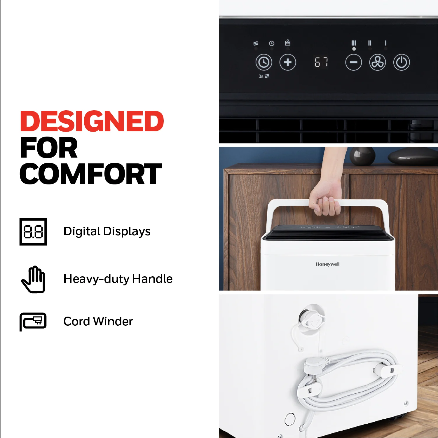 Honeywell TPFIT50AWK 50 Pint Smart Portable Dehumidifier with Alexa Voice Control, White - Image 7