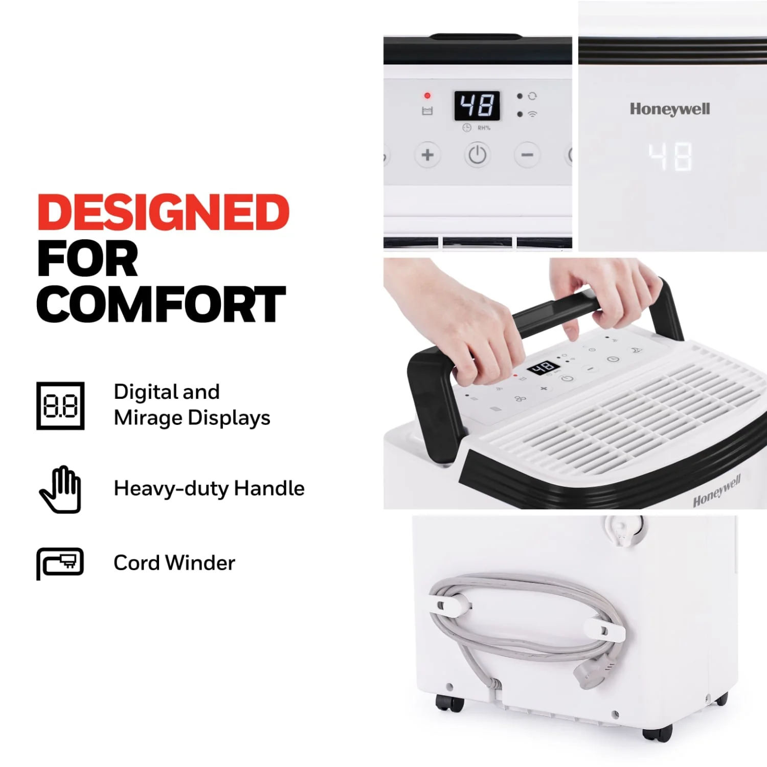 Honeywell TP30AWKNR 23-Pint (30 Pint DOE 2019 Standard) Smart Dehumidifier with Alexa Voice Control, White - Image 4